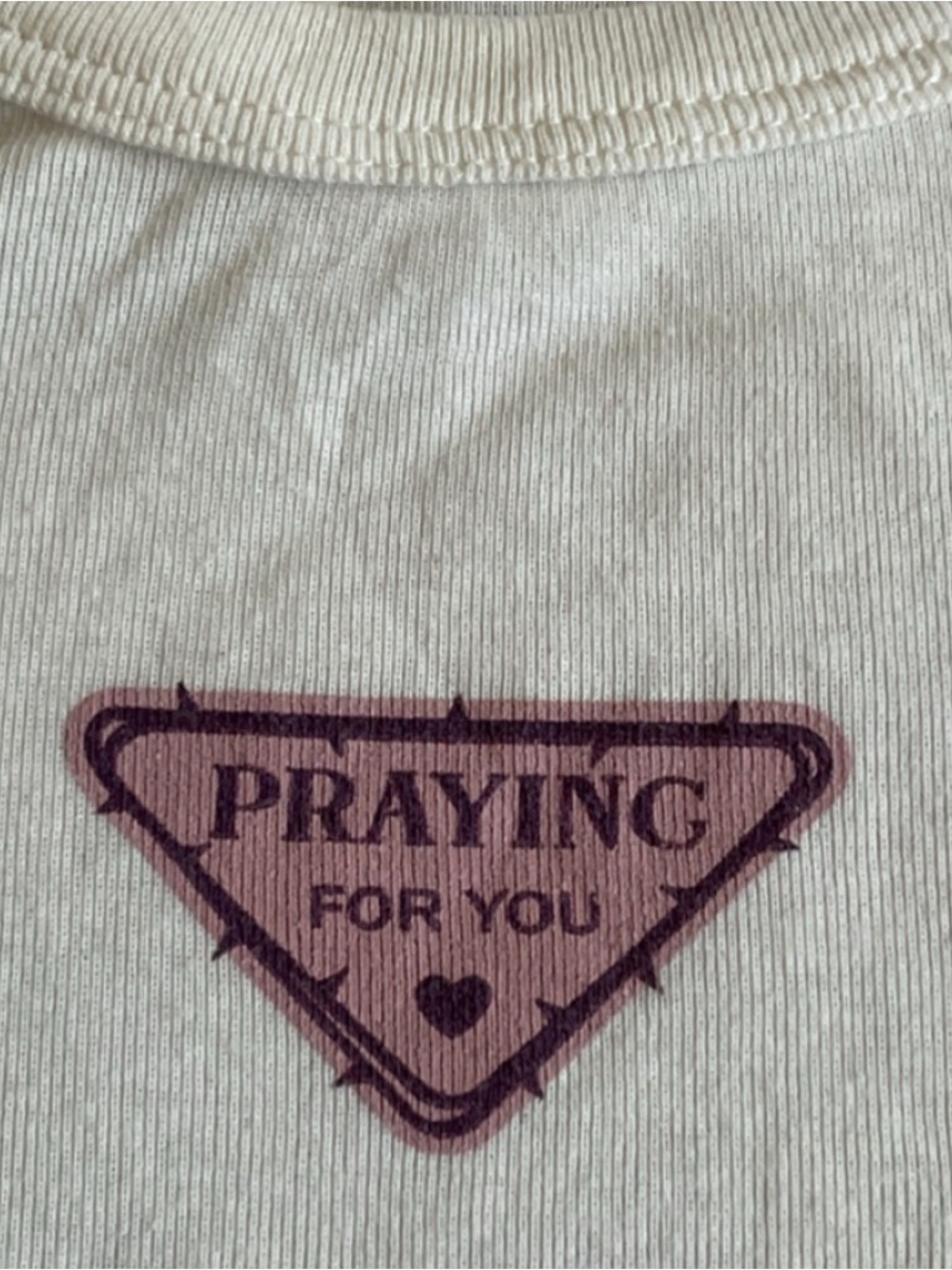 Praying for You | Designer Logo Cream and Pink Baby Tee